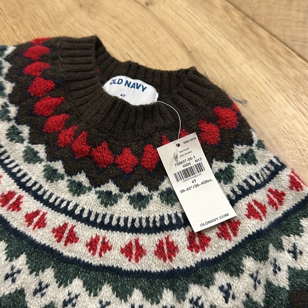 NEW! Old Navy - Unisex Fair Isle Raglan-Sleeve Sweater for Toddler - Size 4T - Picture 2 of 2